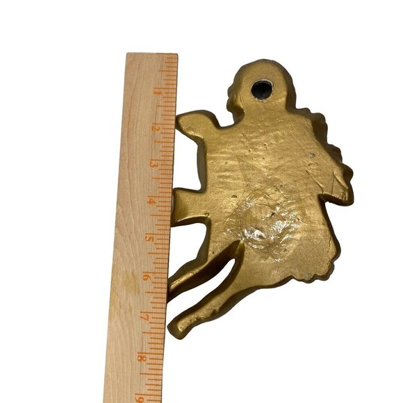 Vintage 2 Lee Wards Gold Cherub Angel Wall Hanging Plaque Chalkware 8” Long - Picture 10 of 16